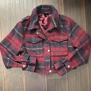 Plaid Red and Navy Women's Jacket